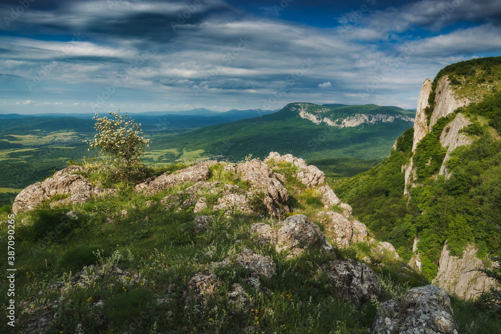 View from the mountain ridge to the Crimea valley View from the mountain ridge to the Crimea valley