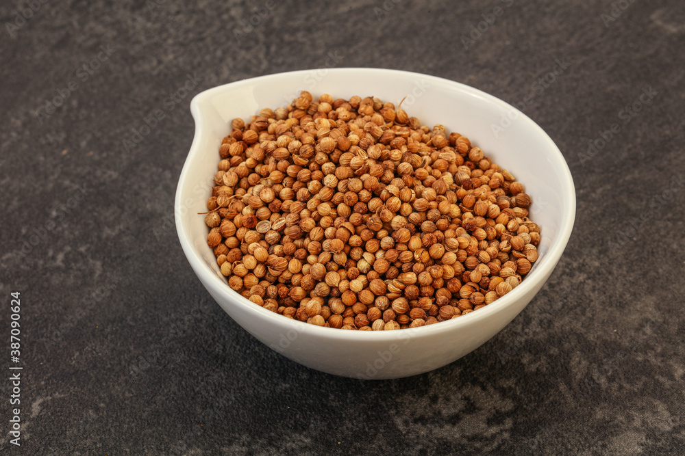 Coriander seeds in the bowl Coriander seeds in the bowl
