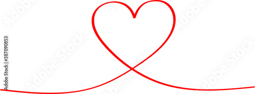Red heart - outline drawing for an emblem or logo. Template for greeting card for Valentine's Day. © Nadzeya Pakhomava