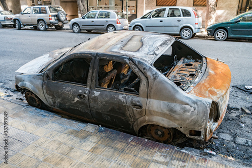 Totally burned car