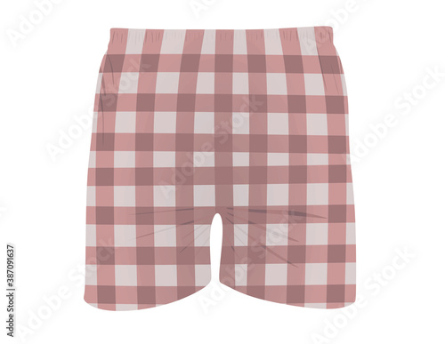 Man square pattern shorts. vector illustration