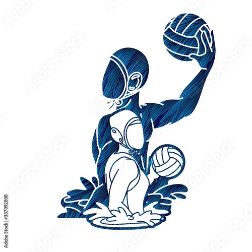 Water polo players  action cartoon graphic vector