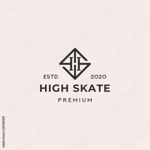 Letter HS High Skate Retro Logo Template