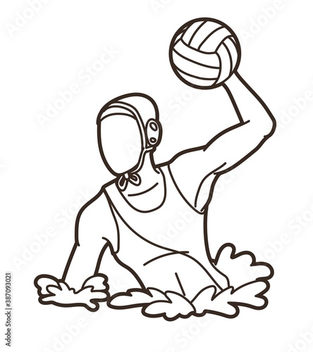 Water polo players  action cartoon graphic vector
