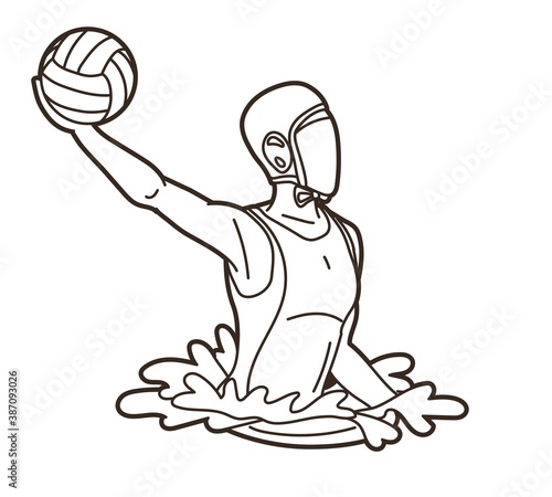 Water polo players  action cartoon graphic vector