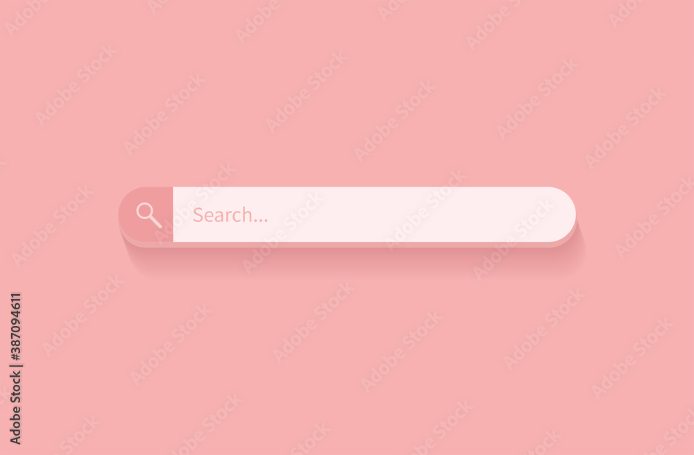 Search bar design element on pink background. Search Bar for UI. Vector illustration Search bar design element on pink background. Search Bar for UI. Vector illustration