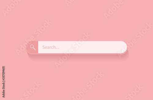 Search bar design element on pink background. Search Bar for UI. Vector illustration