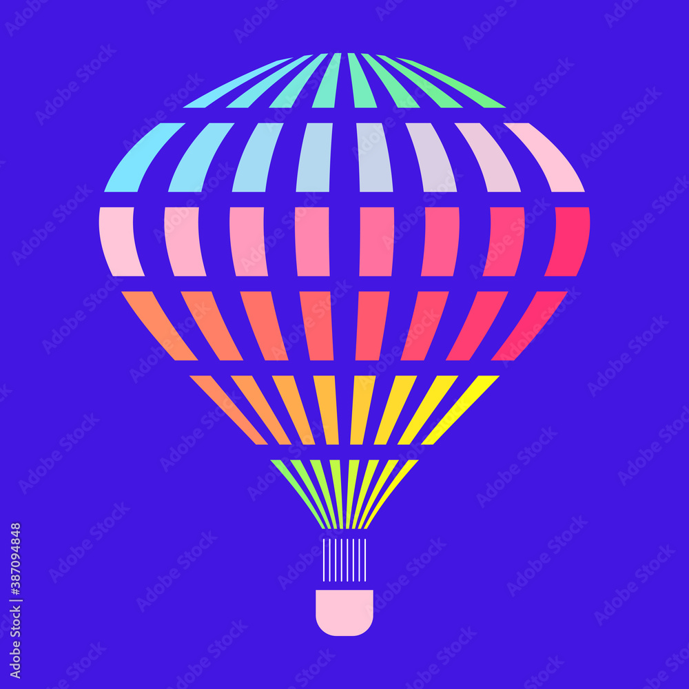 Naklejka premium Rainbow-colored hot air balloon. Modern vector icon.
