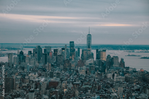 Foto del skyline de Nueva York con el atardecer