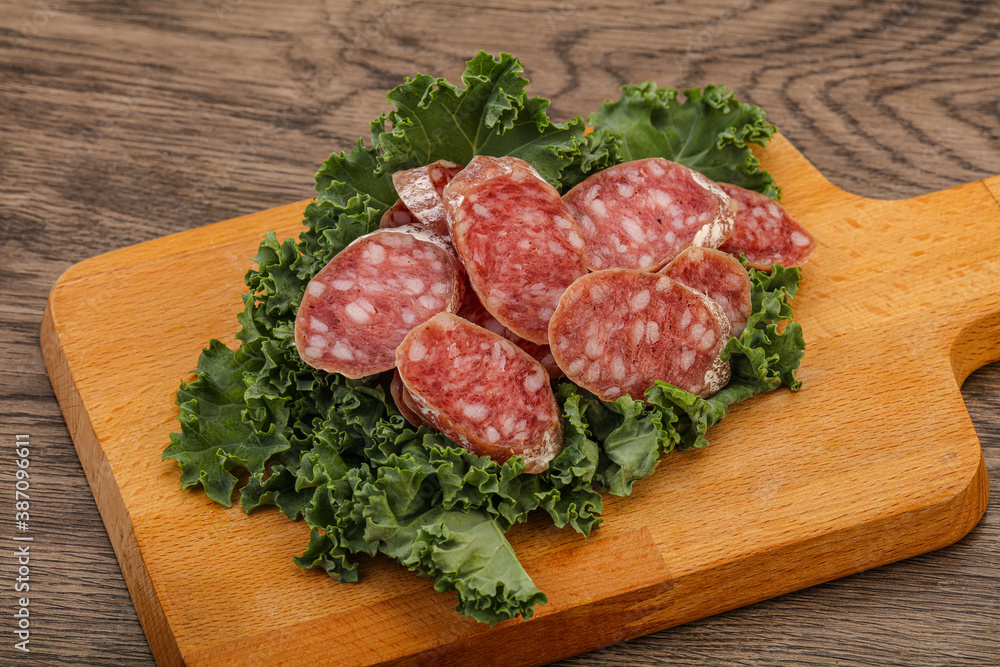 Iberian pork Fuet sausage slices Iberian pork Fuet sausage slices