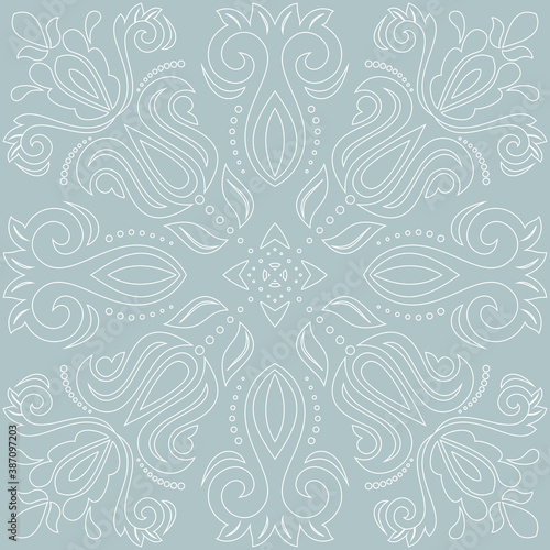 Elegant vintage vector blue and white ornament in classic style. Abstract traditional pattern with oriental elements. Classic vintage pattern