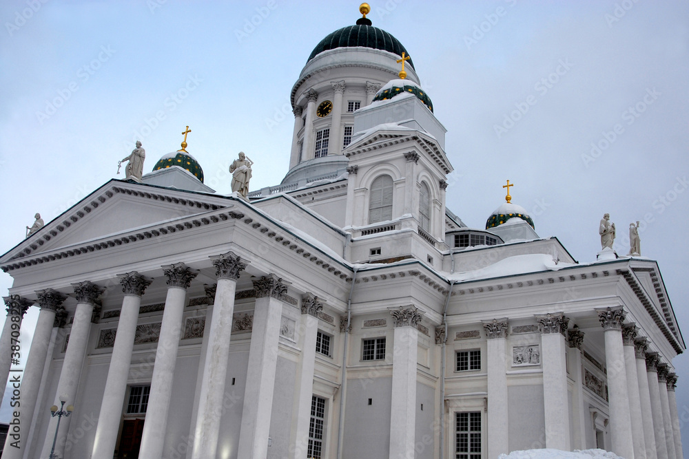  the Cathedral is in neoclassical style and was designed by Johann Carl Ludwig Engel. It is the Lutheran cathedral of the diocese of Helsinki.
