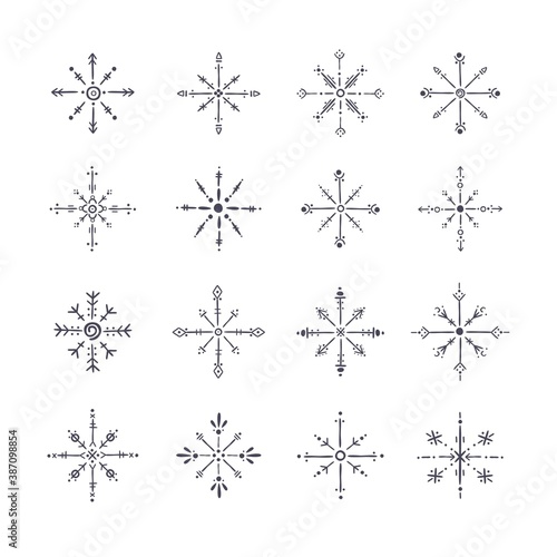 Set of snowflakes on white background. Vector illustration.