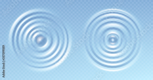 Water ripple. Round wave surfaces on transparent background