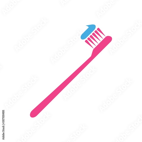 Tooth Brush Flat Icon Color Design Vector Template Illustration