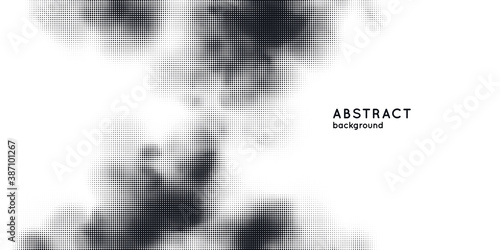 Monochrome printing raster, abstract vector halftone background. Black and white texture of dots.