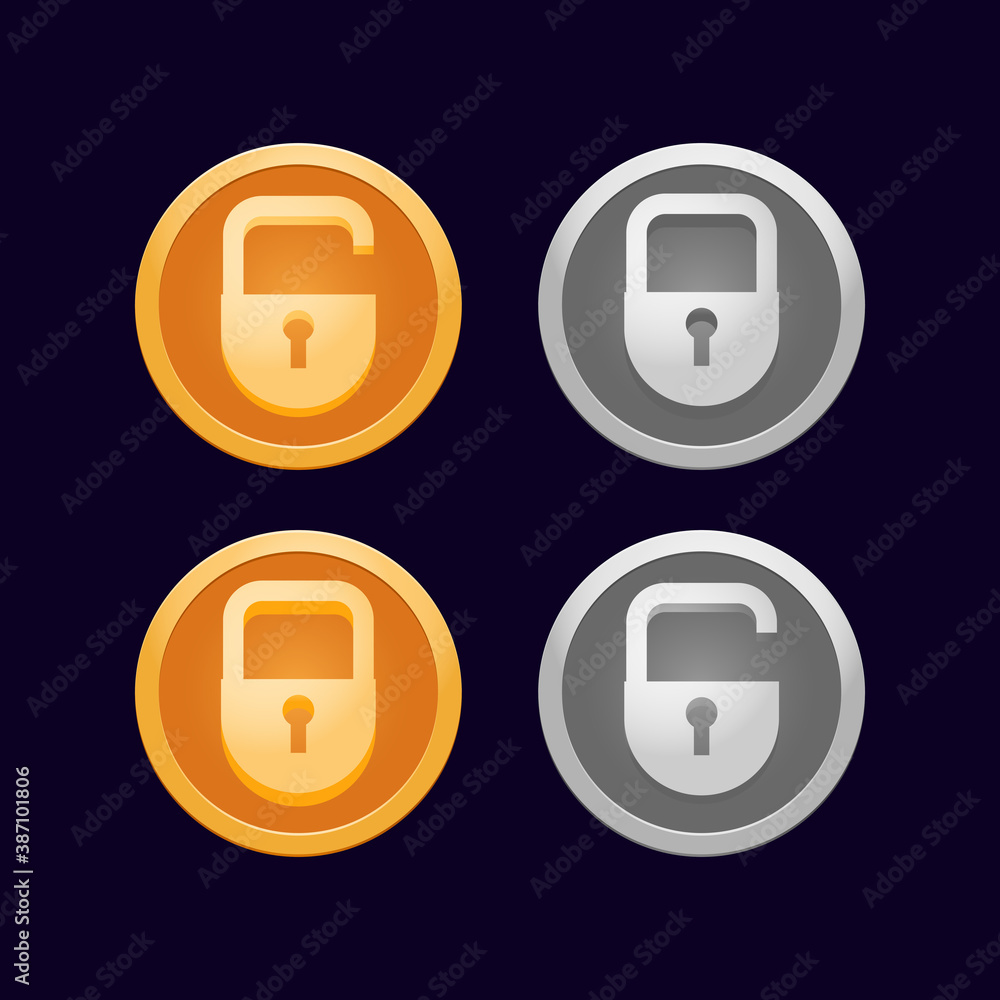 Padlock icon locked and unlocked. Suitable for game ui elements and etc. Vector Illustration Padlock icon locked and unlocked. Suitable for game ui elements and etc. Vector Illustration