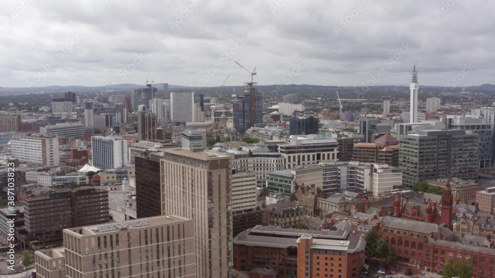 Drone Shot Flying Over Buildings In Birmingham City Centre 02 Drone Shot Flying Over Buildings In Birmingham City Centre 02