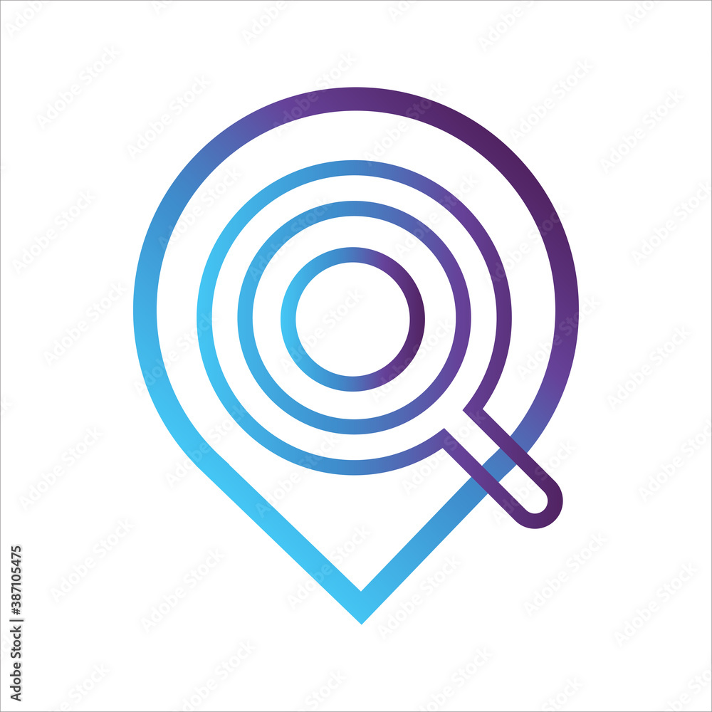 location icon.location with search symbol. Concept of location exploration . gradient style outline Vector illustration, vector icon concept. location icon.location with search symbol. Concept of location exploration . gradient style outline Vector illustration, vector icon concept.