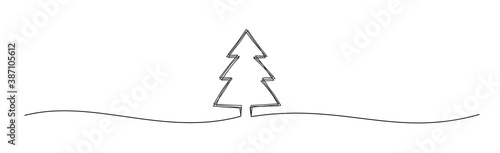 Tangled grungy scribble Christmas Pine Tree banner