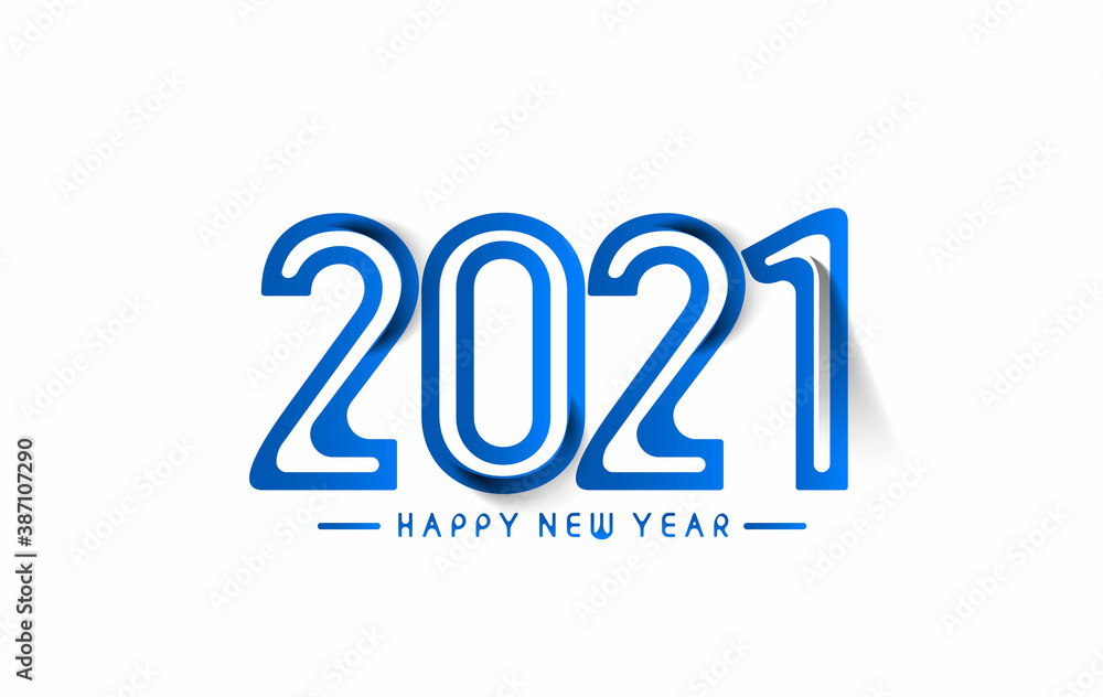 Happy New Year 2021 Text Typography Design Banner Poster, Vector illustration.