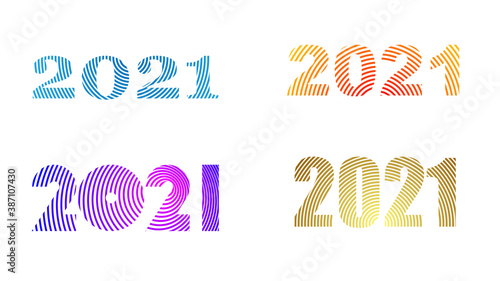 A set of 2021 simple icons created from various combinations with eccentric circles. Vector illustration