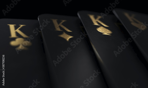 Fotografie, Obraz Black Casino Cards Kings
