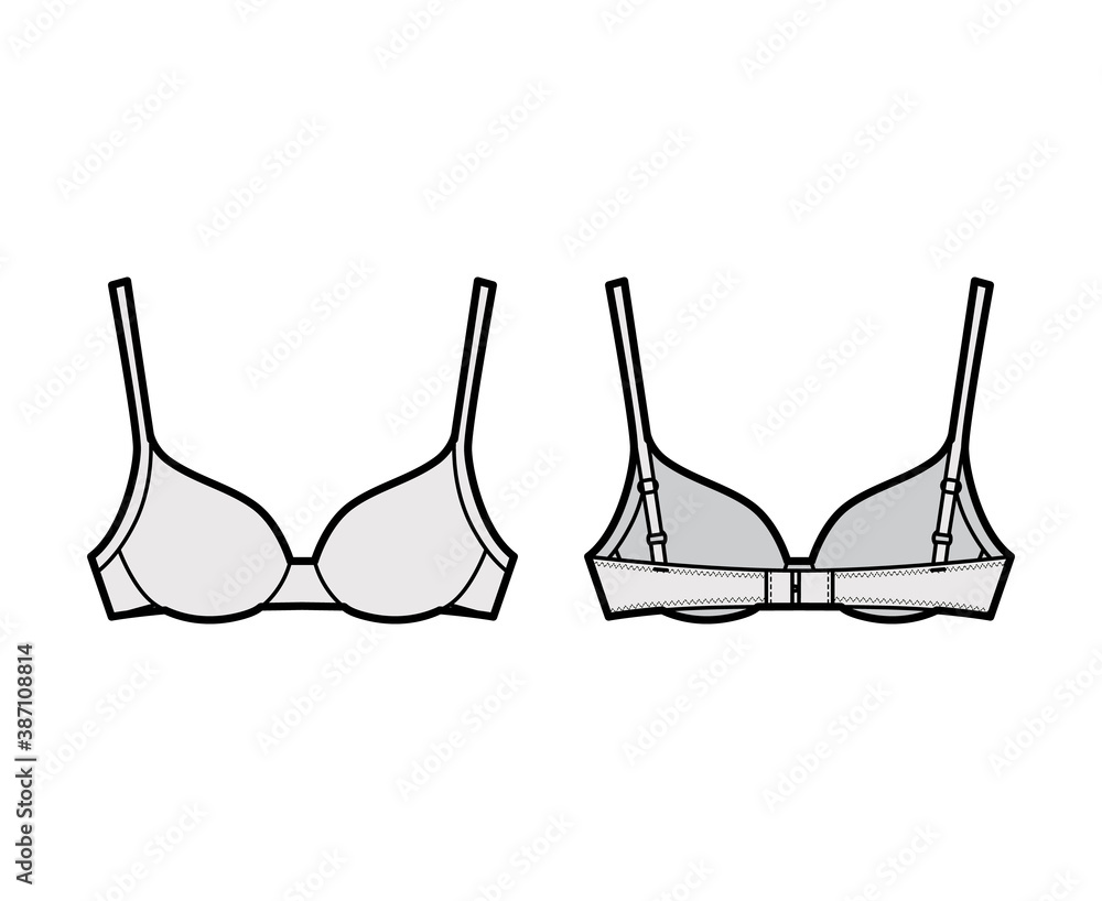 Bra contour molded cup lingerie technical fashion illustration with ...