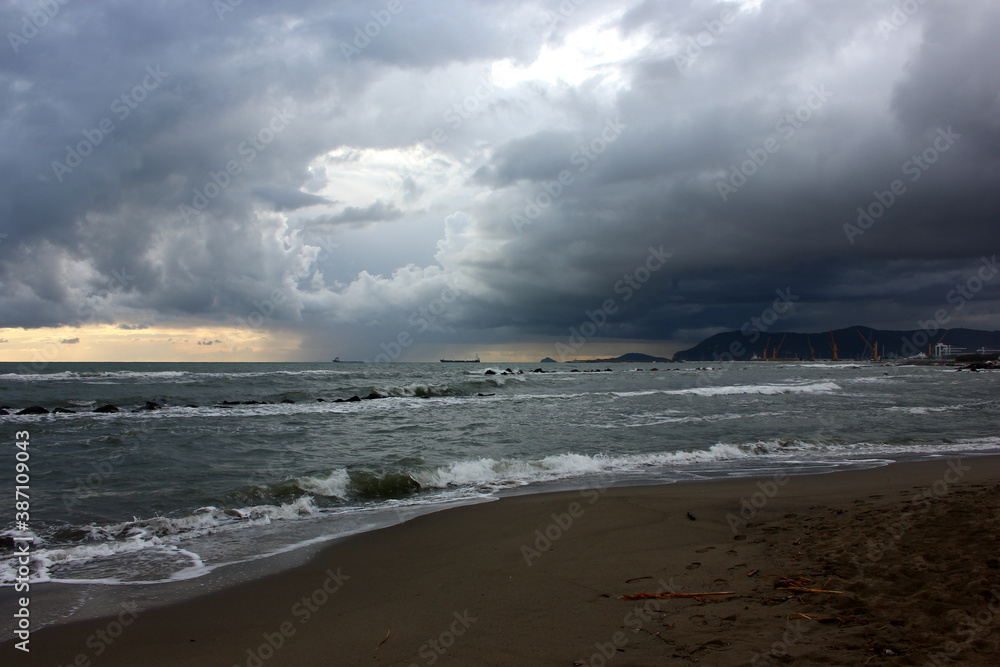 Ships in the ionian sea near the tuscany coast Ships in the ionian sea near the tuscany coast