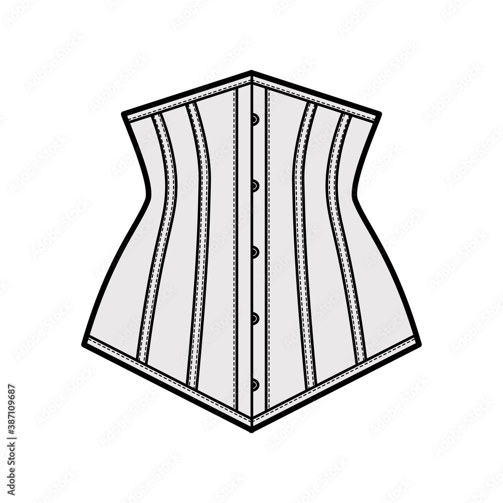 Pointed waist cincher back laced longline corsetry lingerie technical