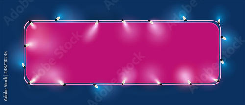 Retro Neonschild mit Licht angestrahlt,
Vektor Illustration,
