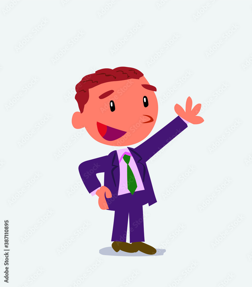 cartoon character of businessman explaining something while pointin