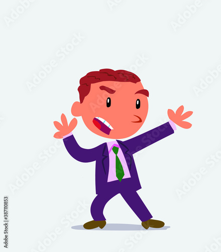 cartoon character of businessman arguing angry
