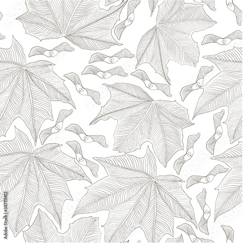 Maple leaf seamless pattern, vector illustration.