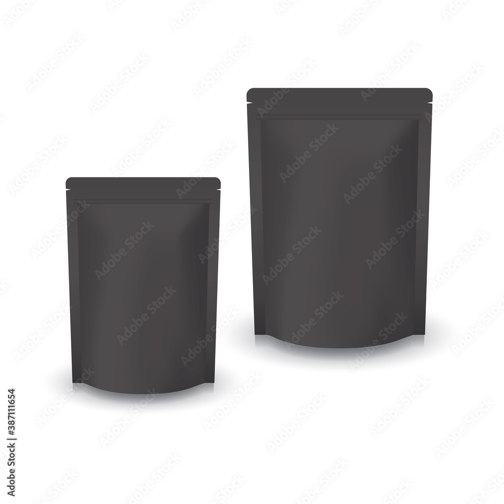 2 sizes blank black standing ziplock bag for food or healthy product. 2 sizes blank black standing ziplock bag for food or healthy product.