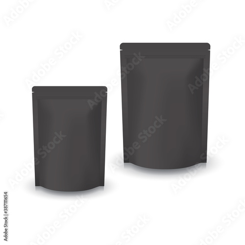 2 sizes blank black standing ziplock bag for food or healthy product.