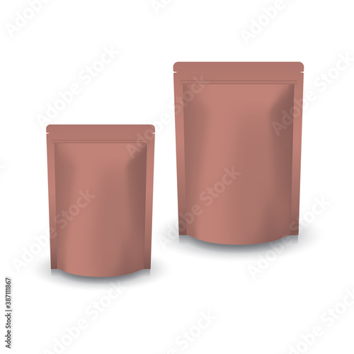2 sizes blank copper standing ziplock bag for food or healthy product.