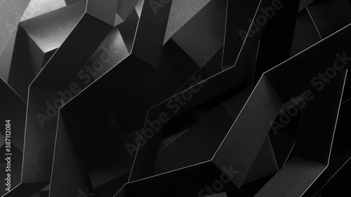 Abstract pattern made of black paper, dark background