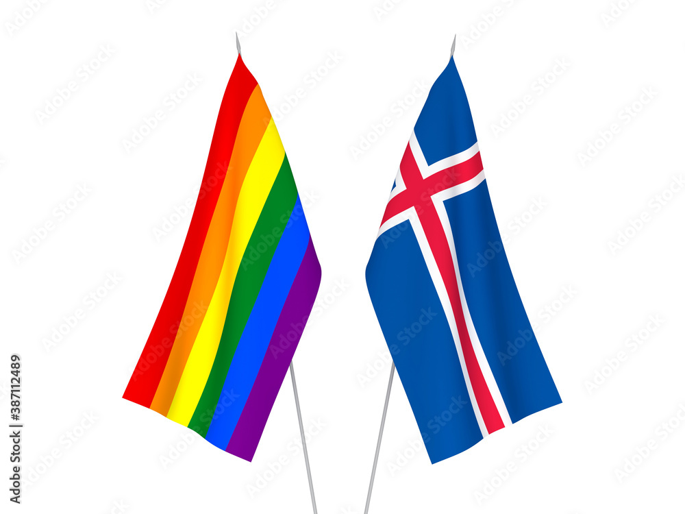 Iceland and Rainbow gay pride flags