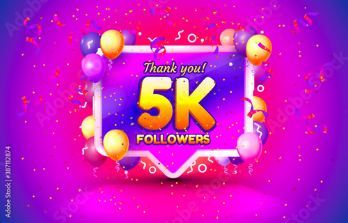 Thank you followers peoples, 5k online social group, happy banner celebrate, Vector