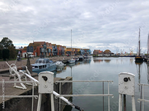 The harbor ofStavoren on a cloudy autumn day photo