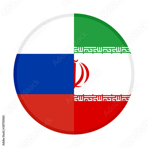 round icon with russia and iran flags	
