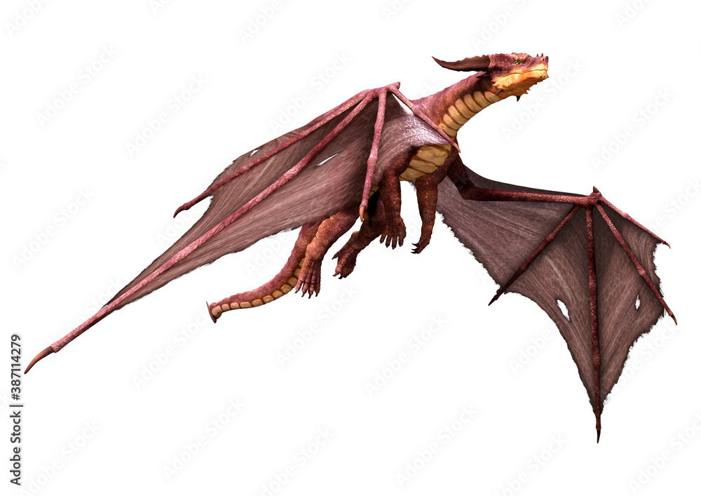 Obraz premium 3D Rendering Fairy Tale Dragon on White