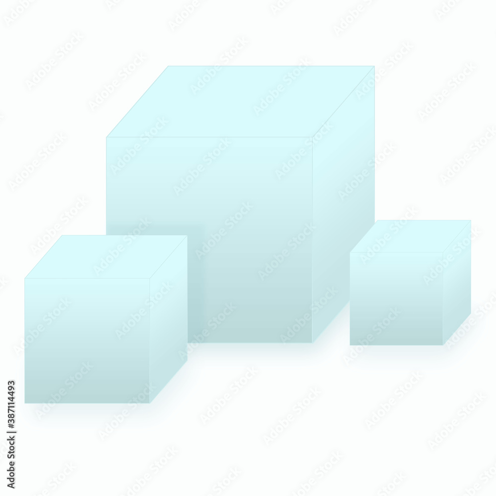 Blue cubes of different sizes on a white surface close-up. Backgrounds and textures, material for printing. 3D rendering. Blue cubes of different sizes on a white surface close-up. Backgrounds and textures, material for printing. 3D rendering.