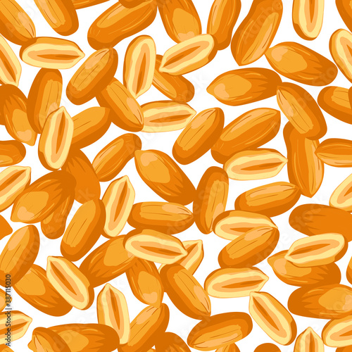Roasted Peanut nut seed. Peanuts seamless pattern.
