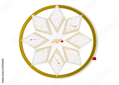 Kaju Katli Indian Sweets or Mithai Food Vector