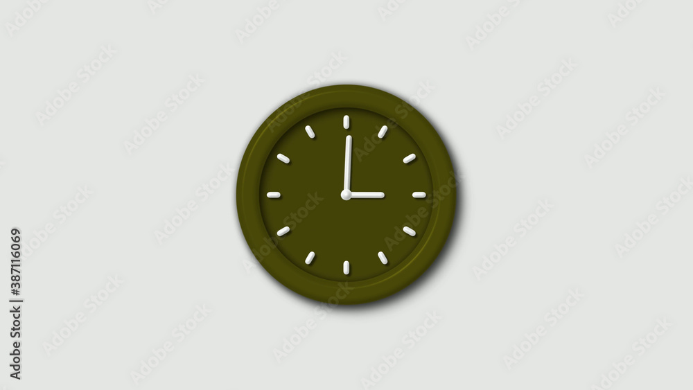 Counting down yellow color 3d wall clock isolated on white background, 12 hours wall clock Counting down yellow color 3d wall clock isolated on white background, 12 hours wall clock