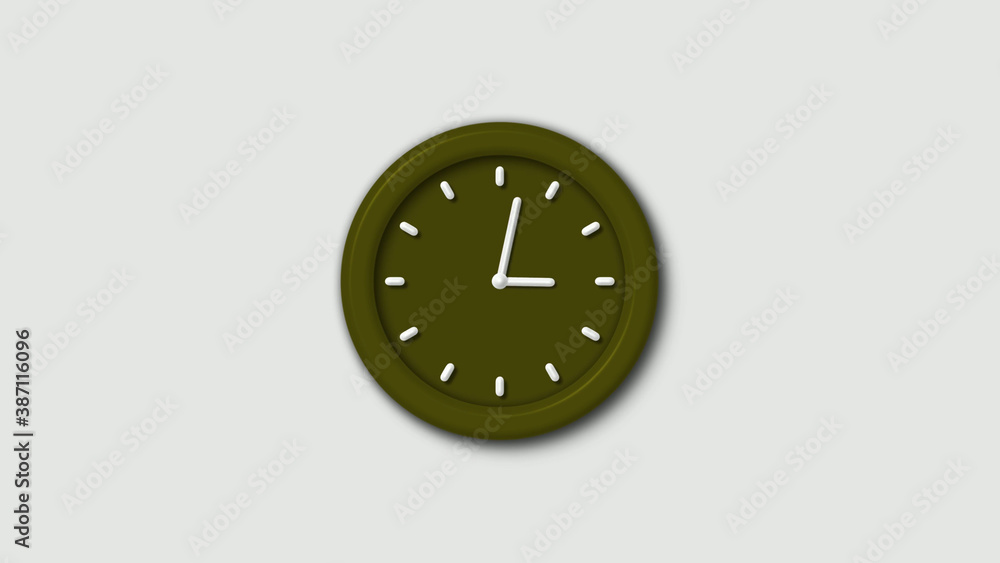Counting down yellow color 3d wall clock isolated on white background, 12 hours wall clock Counting down yellow color 3d wall clock isolated on white background, 12 hours wall clock