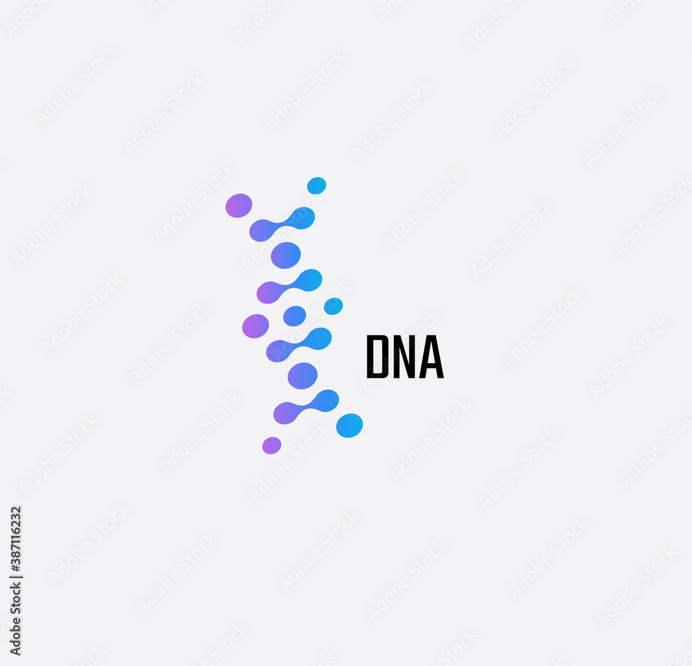 DNA logo concept for medical development and genetic research company, laboratory, clinic. Simple gene structure design for easy configure. Isolated vector logotype