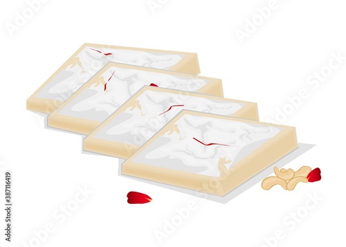 Kaju Katli Indian Sweets or Mithai Food Vector